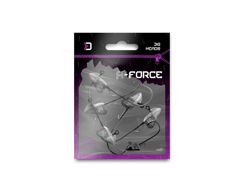 Grub-tartóval ellátott Delphin A-FORCE jigfej / 5 db