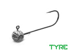 Grub-tartóval ellátott Delphin TYRE jigfej / 5 db