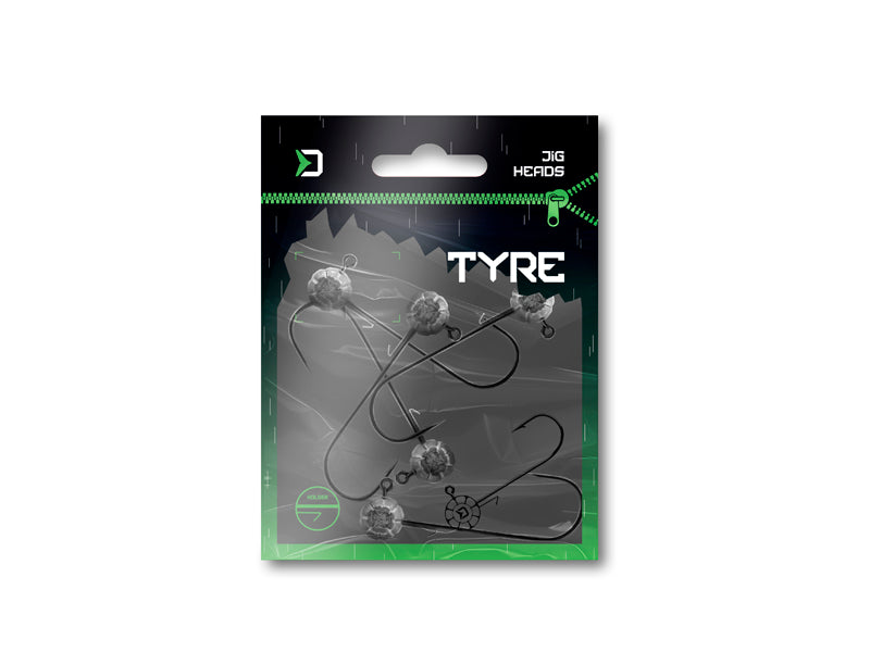 Grub-tartóval ellátott Delphin TYRE jigfej / 5 db