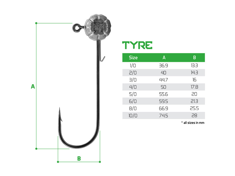 Grub-tartóval ellátott Delphin TYRE jigfej / 5 db