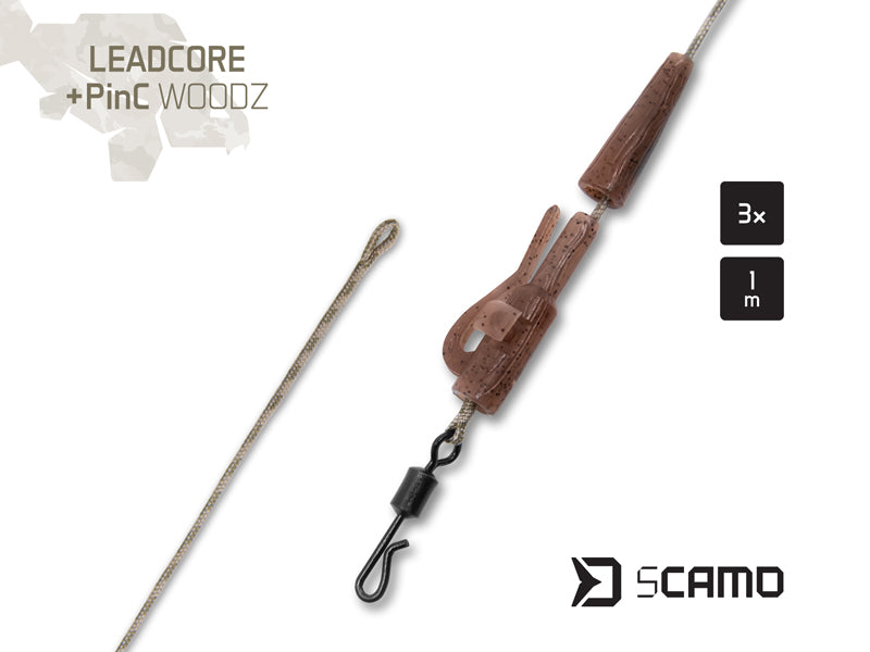 Delphin sCAMO Leadcore + PinC WOODZ előke / 3db