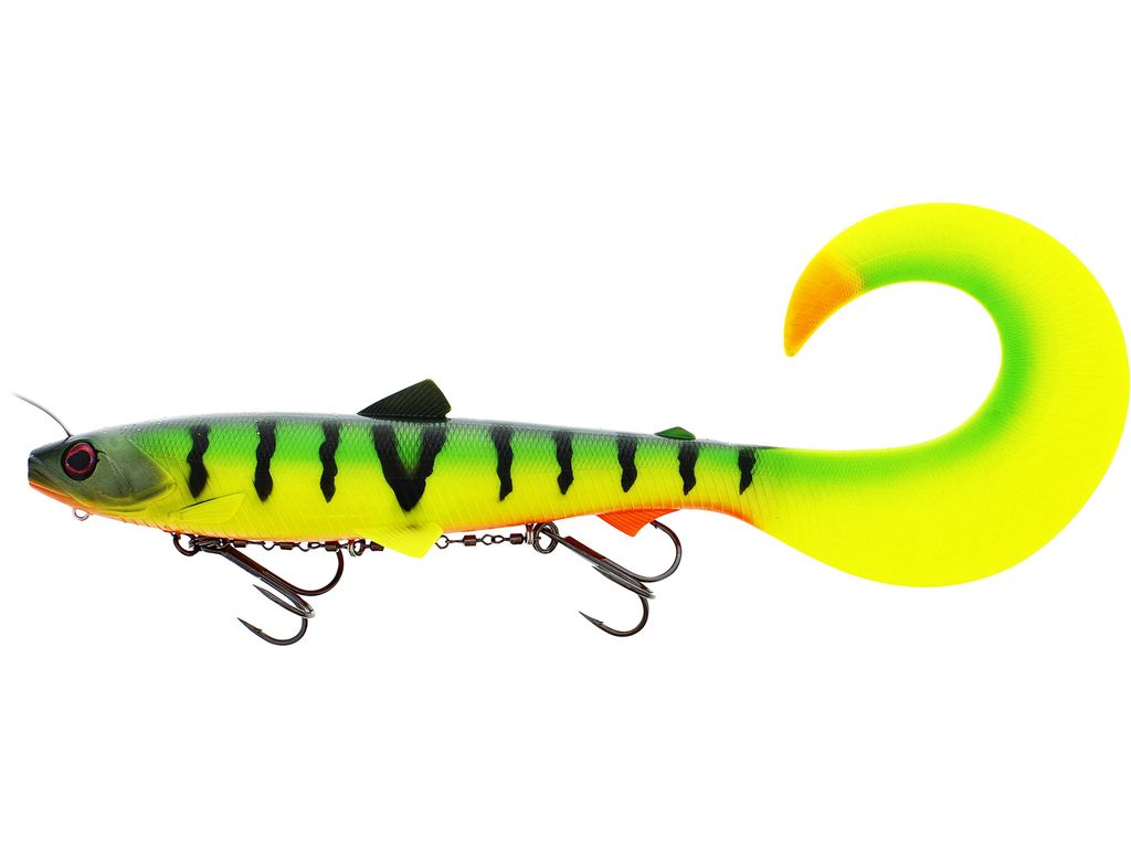 BullTeez Curltail Inline 33cm 230g Sinking Tiger Perch 1pc